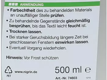 Nigrin Geruchs-Entferner (500 ml) – Nigrin Geruchs-Entferner (500 ml) – Effektive Geruchsbeseitigung