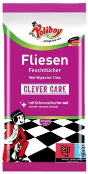 Poliboy Reinigungst&uuml;cher Clever Care, 5201501, Feuchtt&uuml;cher, Schmutzl&ouml;ser, 15 T&uuml;cher, Fliesen