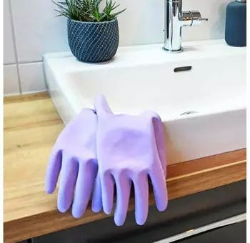 Spontex Gummihandschuhe Extra Comfort, 12307016, Naturkautschuk mit Latex, lila, Größe S – Hervorragender Tragekomfort und Schutz