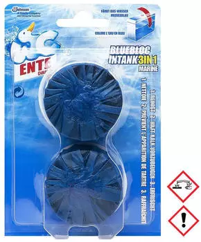 WC Ente WC-Duftspüler Blue Bloc In-Tank, Marine, für Wasserkasten, färbt das Wasser blau, 2 Stück