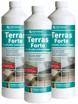 Hotrega Terras Forte kraftvoller Außenreiniger Konzentrat 1 l - Kraftreiniger, Steinreiniger, Hofreiniger, Terrassenreiniger, Natursteinreiniger Menge:3