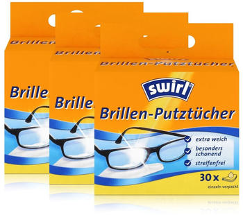 Swirl Brillen Putztücher 30 stk. Tücher - Mit Anti-Beschlag-Effekt (3er Pack)
