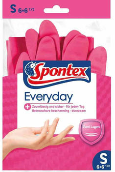 Spontex Gummihandschuhe Everyday 12150016, Naturkautschuk mit Latex, pink, Größe S