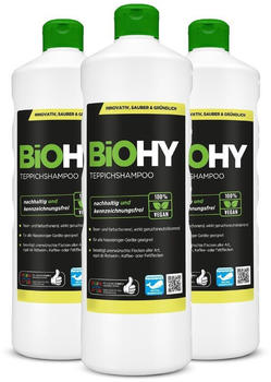 BiOHY Teppichshampoo, Teppichreiniger, Teppichreinigungsmittel, Teppichschaum &ndash; 3er Pack (3 x 1 Liter Flasche)