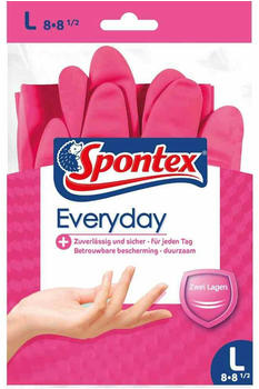 Spontex Gummihandschuhe Everyday 12150018, Naturkautschuk mit Latex, pink, Größe L