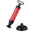 Relaxdays Abflussreiniger Pumpe, 2 Aufsätze für WC, Dusche, Waschbecken, Druckreiniger Abfluss, chemiefrei, schwarz/rot, 1 Stück