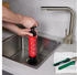 Relaxdays Abflussreiniger Pumpe, 2 Aufsätze für WC, Dusche, Waschbecken, Druckreiniger Abfluss, chemiefrei, schwarz/rot, 1 Stück