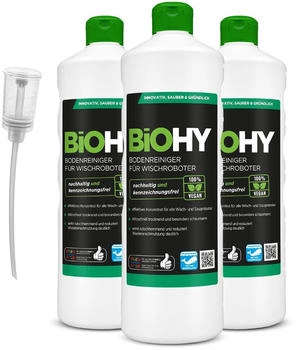 BiOHY Bodenreiniger f&uuml;r Wischroboter (3x1l Flasche) + Dosierer