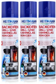 Heitmann Backofen-Grill und Kaminglas Reiniger 400ml - Löst Schmutz (3er Pack)