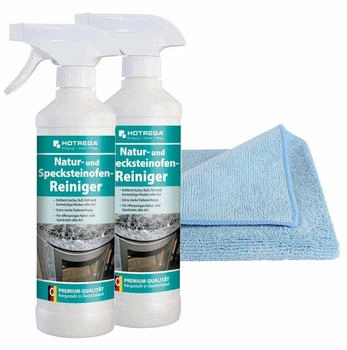 Hotrega Natur und Specksteinofen Reiniger 2x 500 ml inkl. Microfasertuch Micro Top