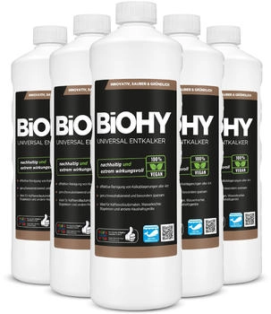 BiOHY Universal Entkalker, Entkalkungsmittel, Bio Kalklöser, Kalkreiniger - 6er Pack (6 x 1 Liter Flasche)