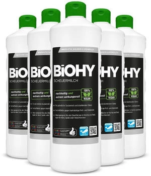 BiOHY Scheuermilch 6er Sparpack (6x1l), Herdreiniger, Küchenreiniger, Reinigungsmilch - 6er Pack (6 x 1 Liter Flasche)