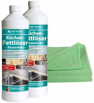 Hotrega K&uuml;chen Fettl&ouml;ser Konzentrat 2x 1L inkl. 2 Microfasert&uuml;cher Micro Top, K&uuml;chenreiniger, Herdreiniger