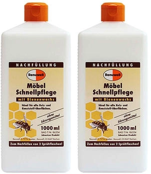 Renuwell Möbel-Schnellpflege Bienenwachs Holzpflegemittel 2 x 1 Liter