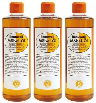 Renuwell Möbelöl Farblos Holzpflegemittel Möbelreiniger Spar-Sets 3 x 500 ml