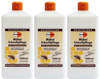 Renuwell Möbel-Schnellpflege Bienenwachs Holzpflegemittel 3 x 1 Liter