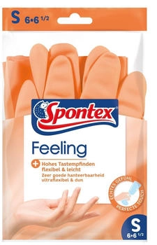 Spontex Gummihandschuhe Feeling 12110088, Naturkautschuk mit Latex, orange, Größe L