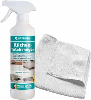 Hotrega Küchen-Totalreiniger 500 ml Fettlösend Für Naturstein, Edelstahl, Glas, Kunststoff Mit Orangenduft inkl. Microfasertuch