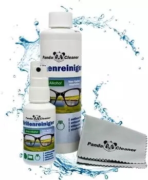 PandaCleaner Brillenreiniger Bio-Konzentrat Anti-Beschlag-Formel Glasreiniger (Spar-Set, [3-St. 50ml + 250ml + Mikrofasertuch)