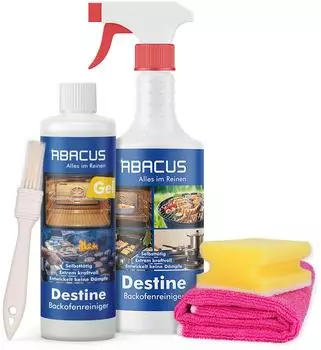 Abacus Destine Backofenreiniger Spray & Gel mit Pinsel Schwamm & Mikrofasertuch