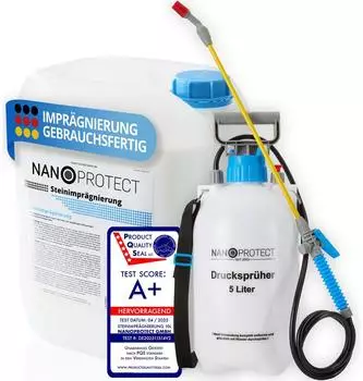 Nanoprotect Steinimpr&auml;gnierung inkl. Druckspr&uuml;her 10 L 120 m&sup2; Vorbeugend Steinpflege