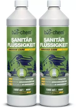 Bio-Chem Sanitärflüssigkeit mikrobiologischer Toilettenzusatz Chemietoiletten-Reinigungsmittel 2x 1L