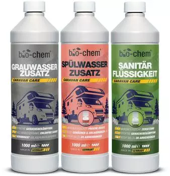 Bio-Chem Campingtank-Set Sanitär-, Grau- & Spülwasserzusatz 3 x 1 L