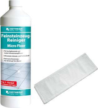 Hotrega Feinsteinzeug Reiniger Microfloor 1 L Konzentrat SET + Microfasermopp 40 cm - 4708