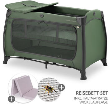 Hauck Play N Relax Center mit Matratze/Insektenschutz und Wickelauflage dunkelgrün