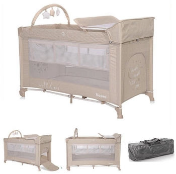 Lorelli Baby-Reisebett Noemi - 2 Ebenen, Wickelauflage, Spielbogen, Tragetasche, R&auml;der braun