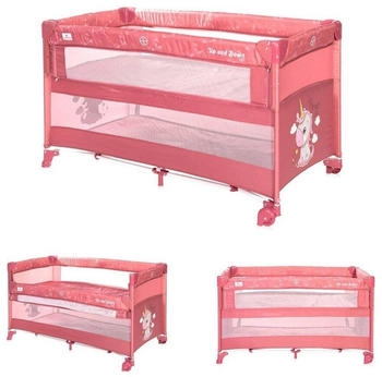 Lorelli Baby-Reisebett Up&acute;n Down - &Ouml;ffnung, 2 Ebenen, Tragetasche, mit R&auml;dern pink