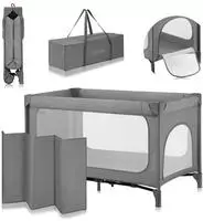 Lionelo Reisebett Jasmin Easy Fold, Grau, Kunststoff, 67x74.9x123 cm,...