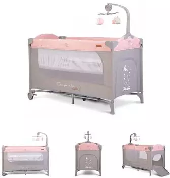 Cangaroo Reisebett "Once upon a time" 2 Ebenen, Seiteneingang, rosa (60x120cm)