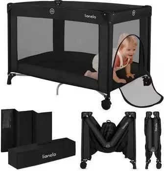 Lionelo Amelie Reisebett faltbar, bis 15kg, schwarz (LO-AMELIE BLACK CARBON)