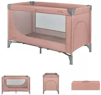 KIKKABOO Reisebett "So Gifted" mit Matratzenauflage, grau-pink (60x120cm)