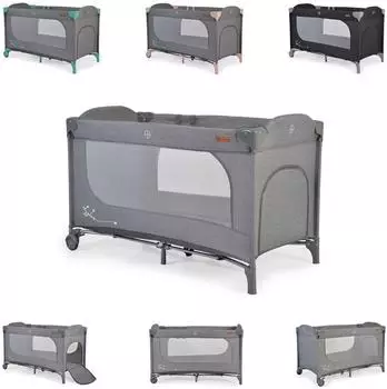 Cangaroo Skyglow Reisebett Laufstall mit Matratze, 2 Räder mit Bremsen, grau (109358)