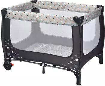 Costway Reisebett & Laufstall 2-in-1 klappbar, 120x60cm, 2 Ebenen, mit Matratze