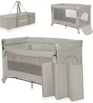 Lionelo Ellen 3-in-1 Reisebett & Beistellbett, beige sand, 0–3 Jahre (LO-ELLEN BEIGE SAND)
