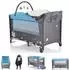 Moni Sleepy Reisebett mit Rollen, Wickelauflage, Matratze, Spielbogen, grau-blau (106501)