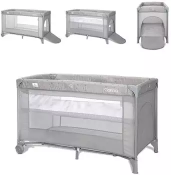 Lorelli Carina Reisebett 2-in-1 faltbar, 2 Ebenen, Mesh-Seiten, grau