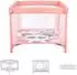 KIKKABOO Enjoy Laufstall/Reisebett klappbar, Matratze, Sichtfenster, pink (31003030017)