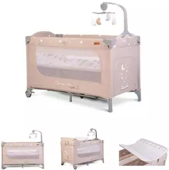 Cangaroo Reisebett "Once upon a time" 2 Ebenen, Matratze & Wickelauflage, beige (108444)