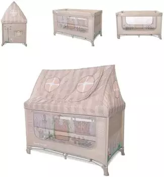 Lorelli Sweet Home Reisebett & Laufstall 2 Ebenen, mit Dach, faltbar, beige