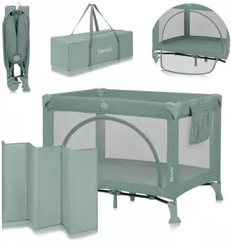 Lionelo Laura Reisebett 2-in-1 bis 15kg, 0–36 Monate (LO-LAURA GREEN SAGE)