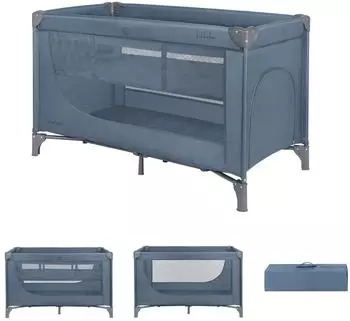 KIKKABOO So Gifted Reisebett/Laufstall 2 Ebenen, blau/grau (31003010140)