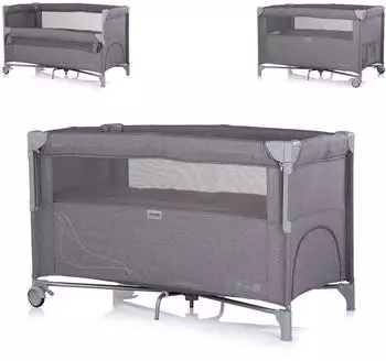 Chipolino Reisebett Relax Leinen 2 Ebenen, faltbar, schwarz/grau (KOSIRE261CH)