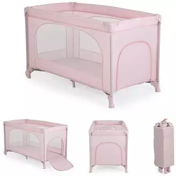 Moni Uno Reisebett mit Faltmatratze, klappbar, rosa (112152)
