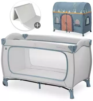 Hauck Sleep N Play Go Plus Reisebett-Set mit Matratze & Spielzelt, dusty blue