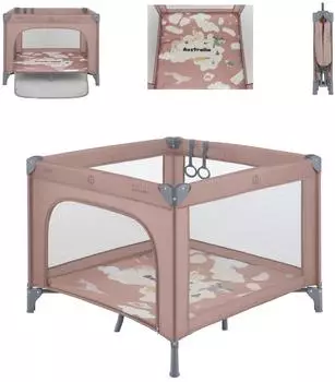 KIKKABOO Enjoy Laufstall mit Matratze, klappbar, rosa (100x100cm)