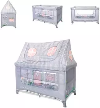 Lorelli Sweet Home Reisebett & Laufstall 2 Ebenen, faltbar, mit Dach, grau (Sweet Home)